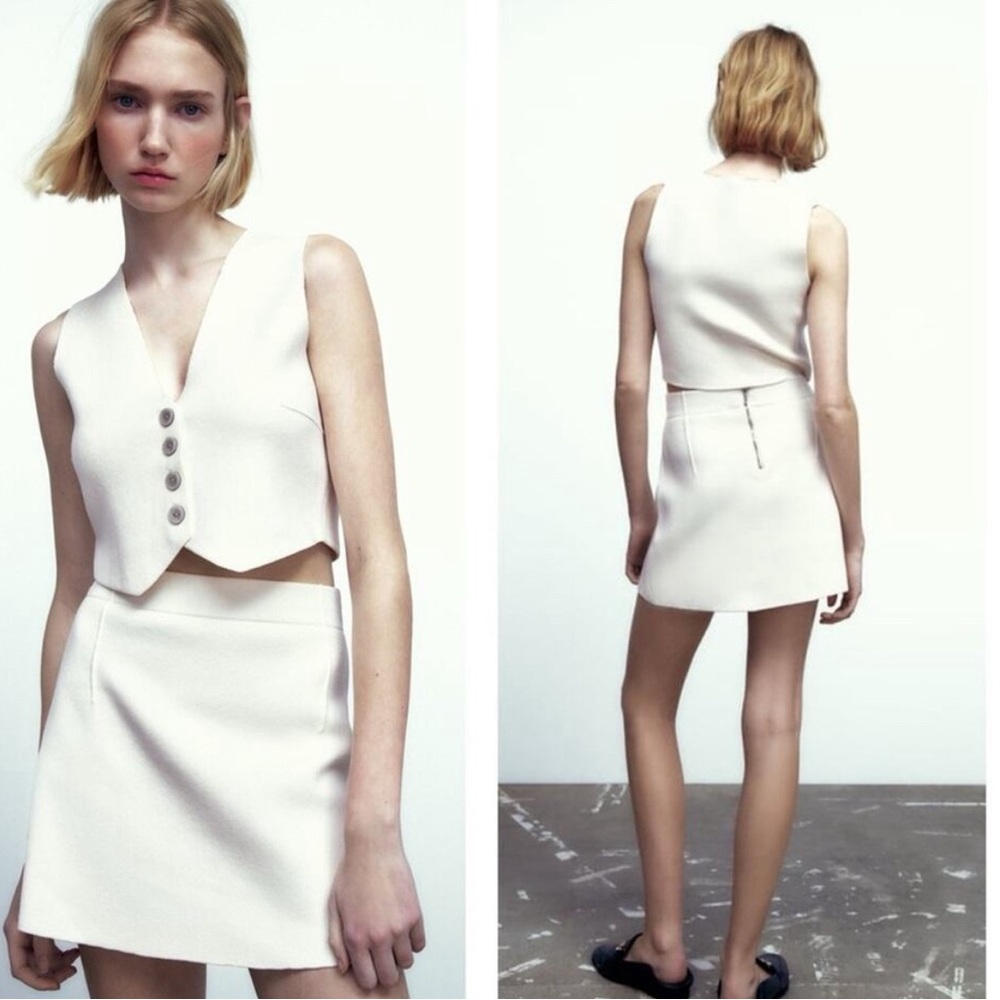 Zara white knit vest tank